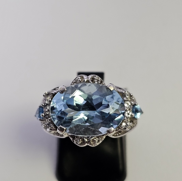 Sky & Swiss Blue Topaz Sterling Silver  with Certificate of Authenticity Sz 7! - Picture 15 of 16